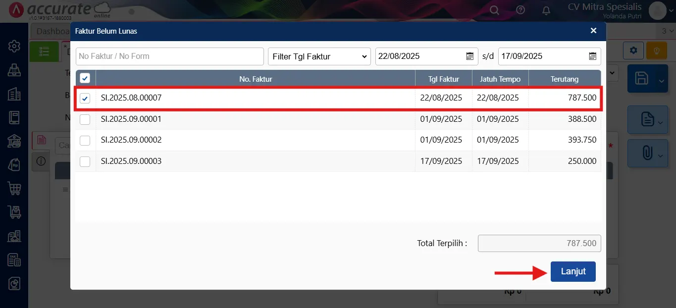 fitur penerimaan penjualan Accurate Online